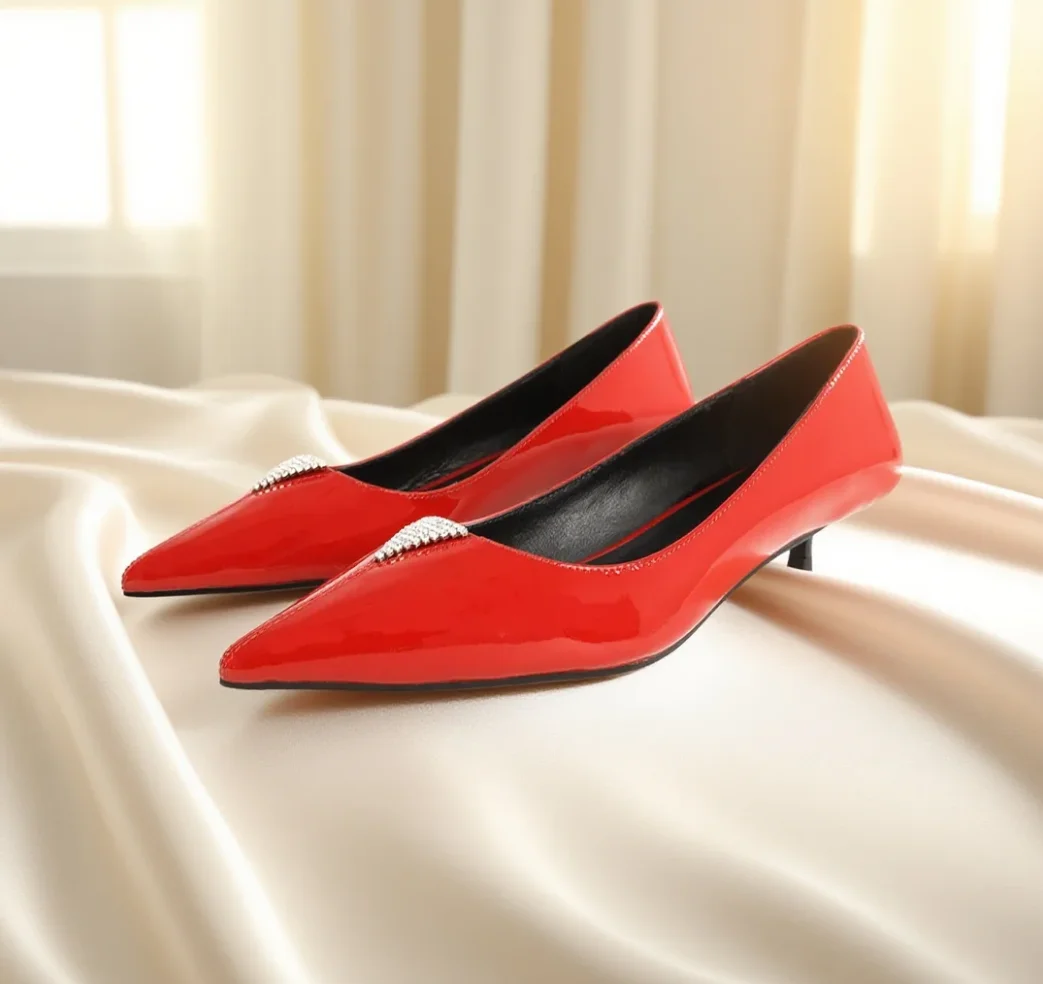 

Fashionable women's high heels,genuine leather single shoes,handmade,luxurious crystal banquet shoes,office women's shoes 35-44