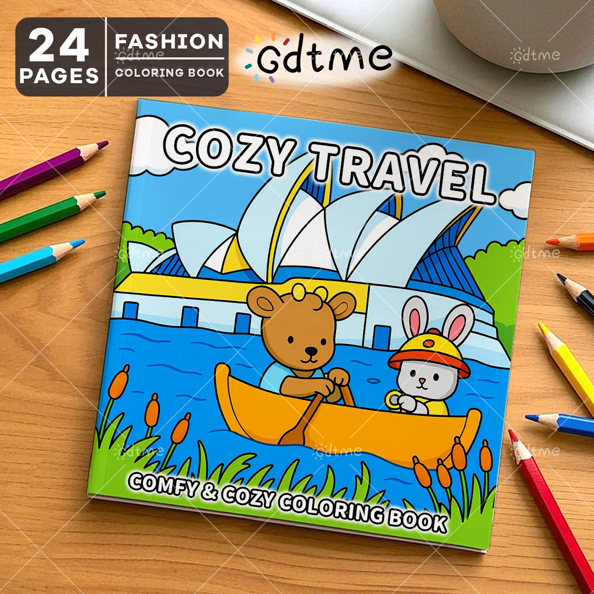 COZY TRAVEL Coloring Book for Adult 24page Relieve Stress Kill Time DIY Painting Drawing Book Kids Educational Toy