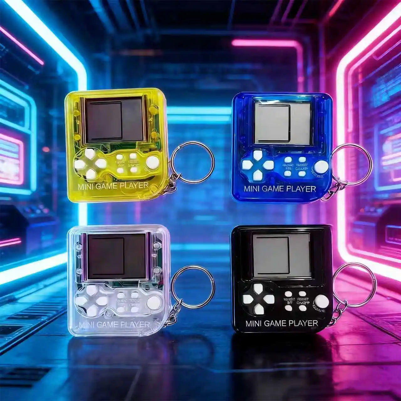 Retro Mini Handheld Game Console Keychain Classic Tetris Electronic Game Machine Portable Educational Toy For Kids Gift