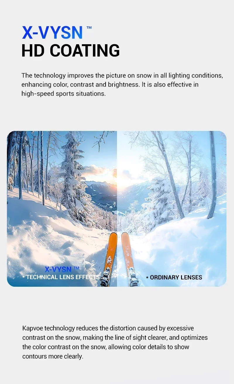 Kapvoe Schneebrille Herren Snowboarden Skimaske Photochrome Skibrille Antibeschlag UV400 Schneemobilbrille Motorrad Radfahren – Detail 5