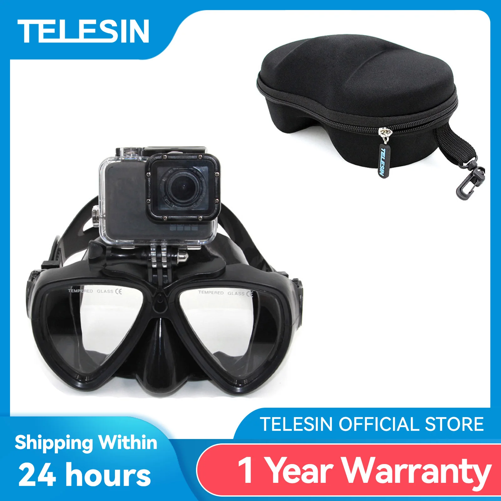 

TELESIN Diving Mask Scuba Dive Snorkel Swimming Googgles Tempered Glasses for GoPro Hero Max Insta360 Osmo Action