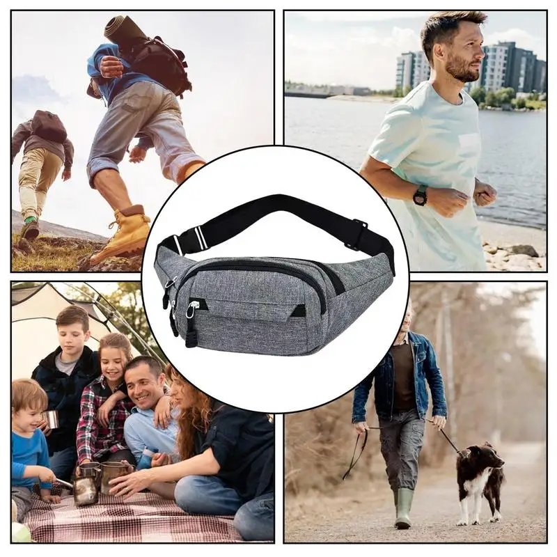 Grande capacidade Fanny Pack para aventuras ao ar livre, Bolsa de cintura para caminhadas, Cão correndo, Suporte do telefone