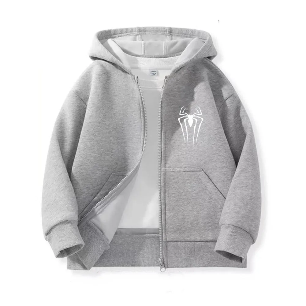 Felpe con cappuccio per ragazzi Felpe Cartoon Spider Capispalla per bambini Cerniera Vestiti con cappuccio Autunno 2024 Nuova giacca per bambini