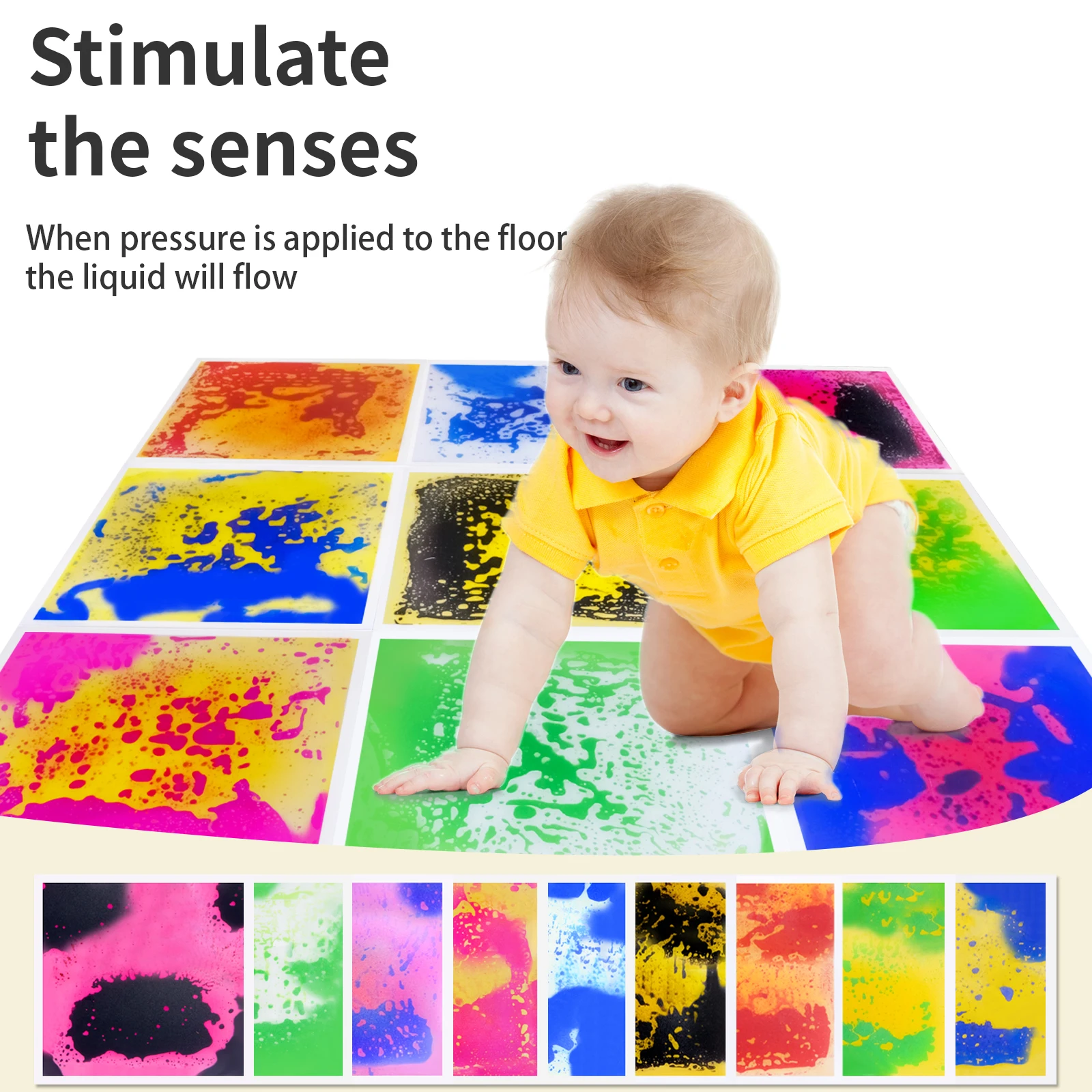 Carreaux sensoriels texturés colorés, 9 pièces, pour l'apprentissage de l'autisme, carrés de sol engageants pour l'entrée et le jeu sensoriels