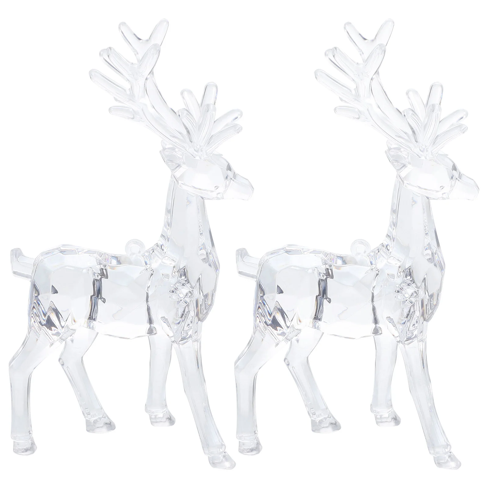 

2 Pcs Christmas Elk Figurines Decors Party Gifts Sculpture Miniature Transparent Acrylic Ornaments Baby Toy