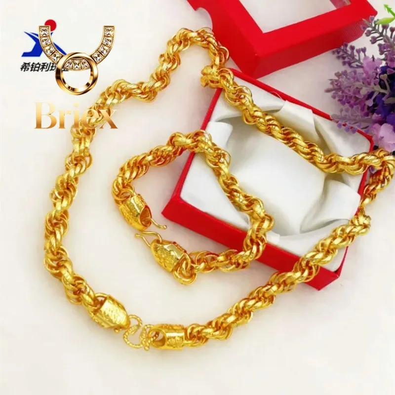 

Briex Jewelry Fu Head Twist Dragon Men's 24K Gold AU999 Necklace - Heavy texture, lucky meaning, warm luster, ideal for gifting