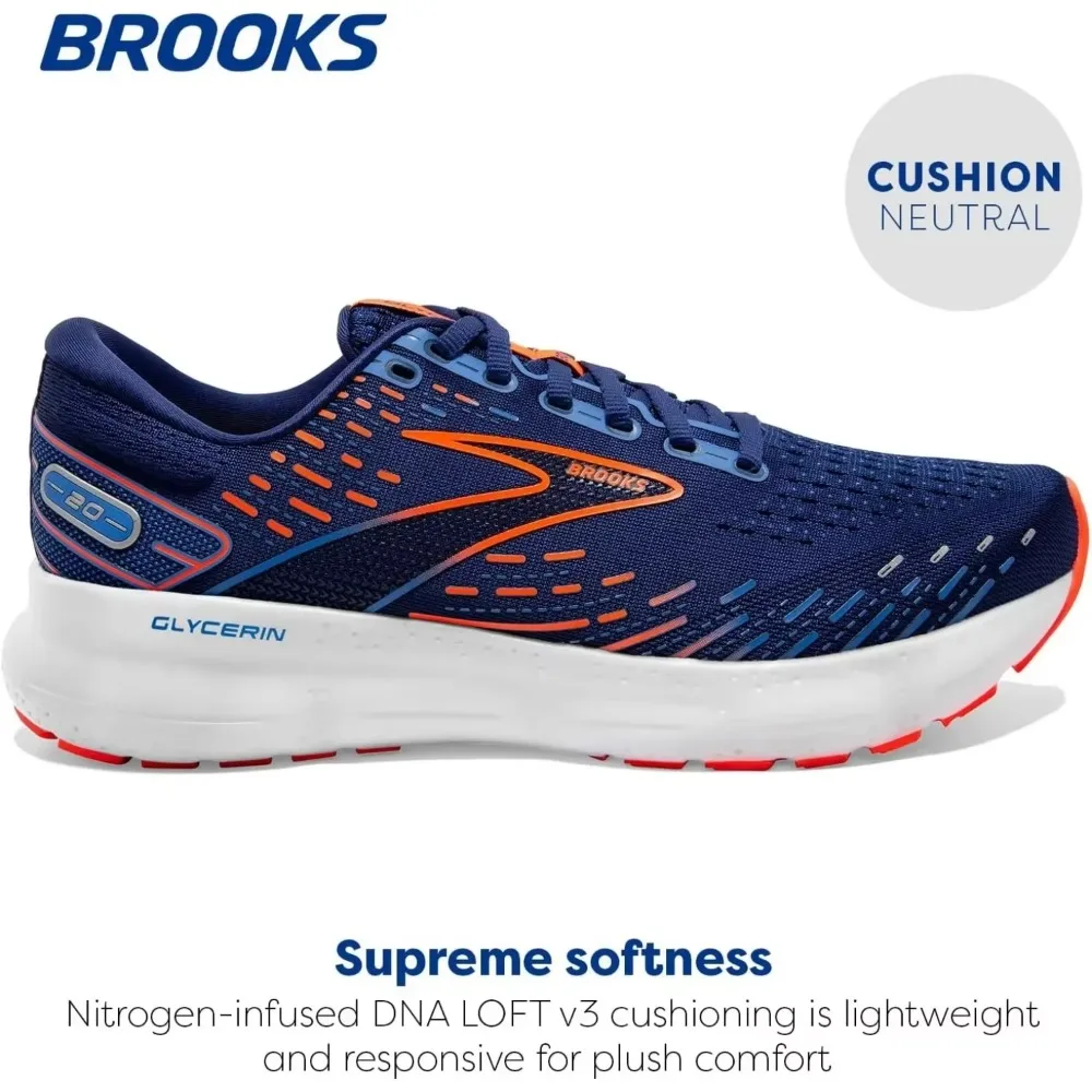 BROOKS Men's Casual Sneakers Glycerin 20 Running Shoes Men's Cushioned Marathon Nitrogen Jogging Shoes image 4