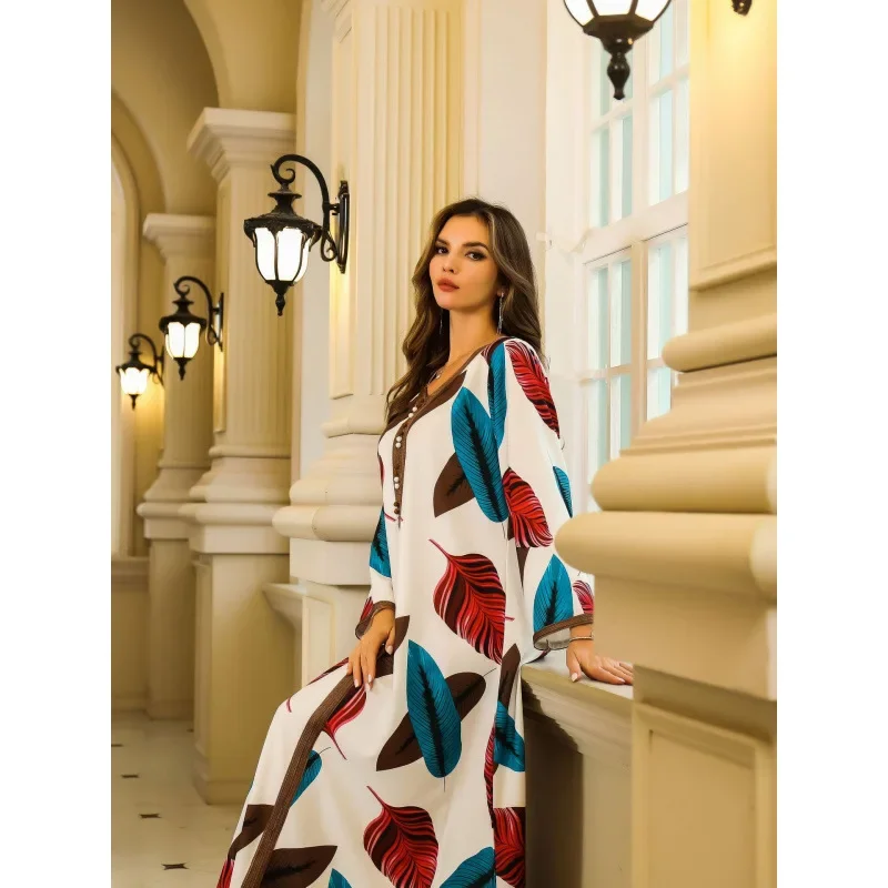 الشرق الأوسط نمط جديد طويل مطبوعة عباية العربية العرقية فستان عربي طويل ثوب المرأة الملابس النسائية بلايز من الصين