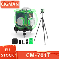 CIGMAN CM-701T 3x360° Self-Leveling Laser Level - 1.5m Tripod, Remote-Controlled, 4000mAh Battery
