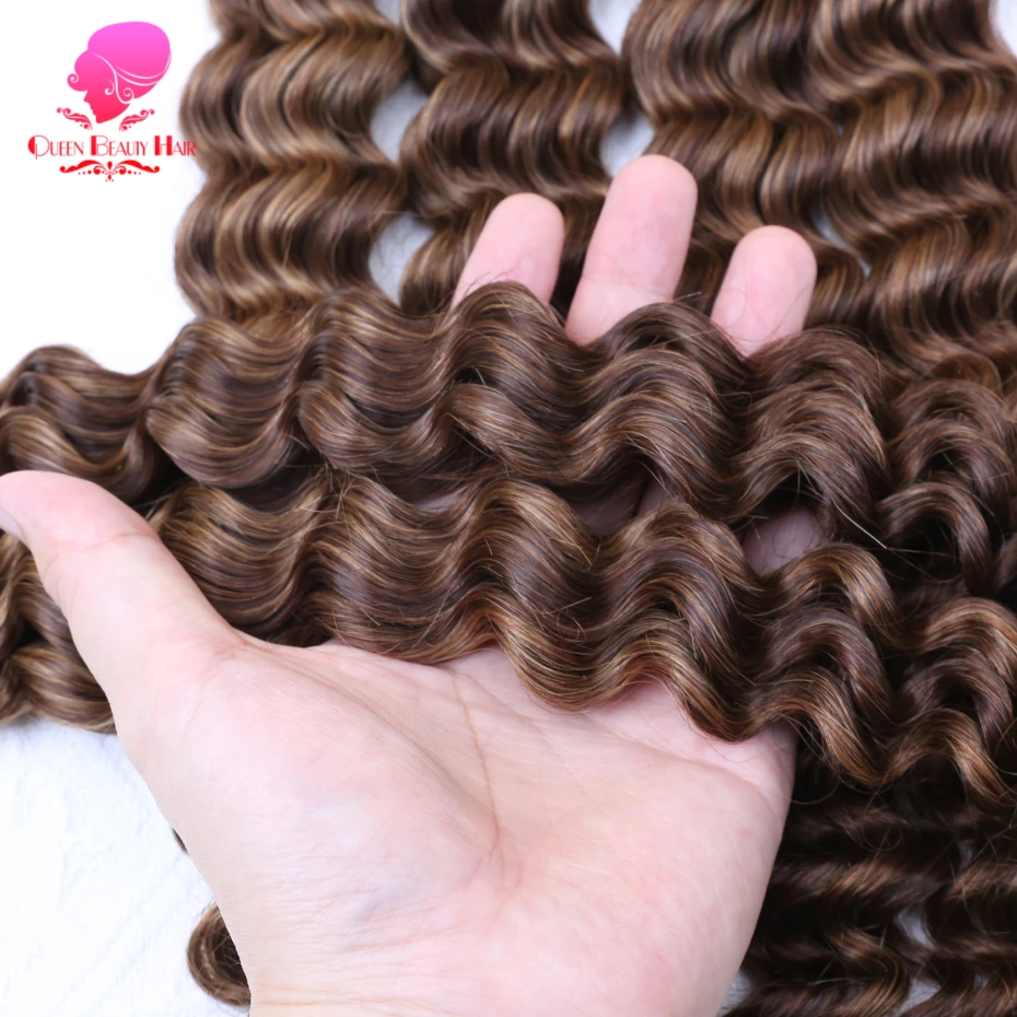 Feder-Häkelhaarverlängerungen aus 100% Vietnamesischem Echthaar mit Highlights, Unsichtbare Wunderknoten, Tiefe Wellen, Häkelhaar-Extensions – Detail 21