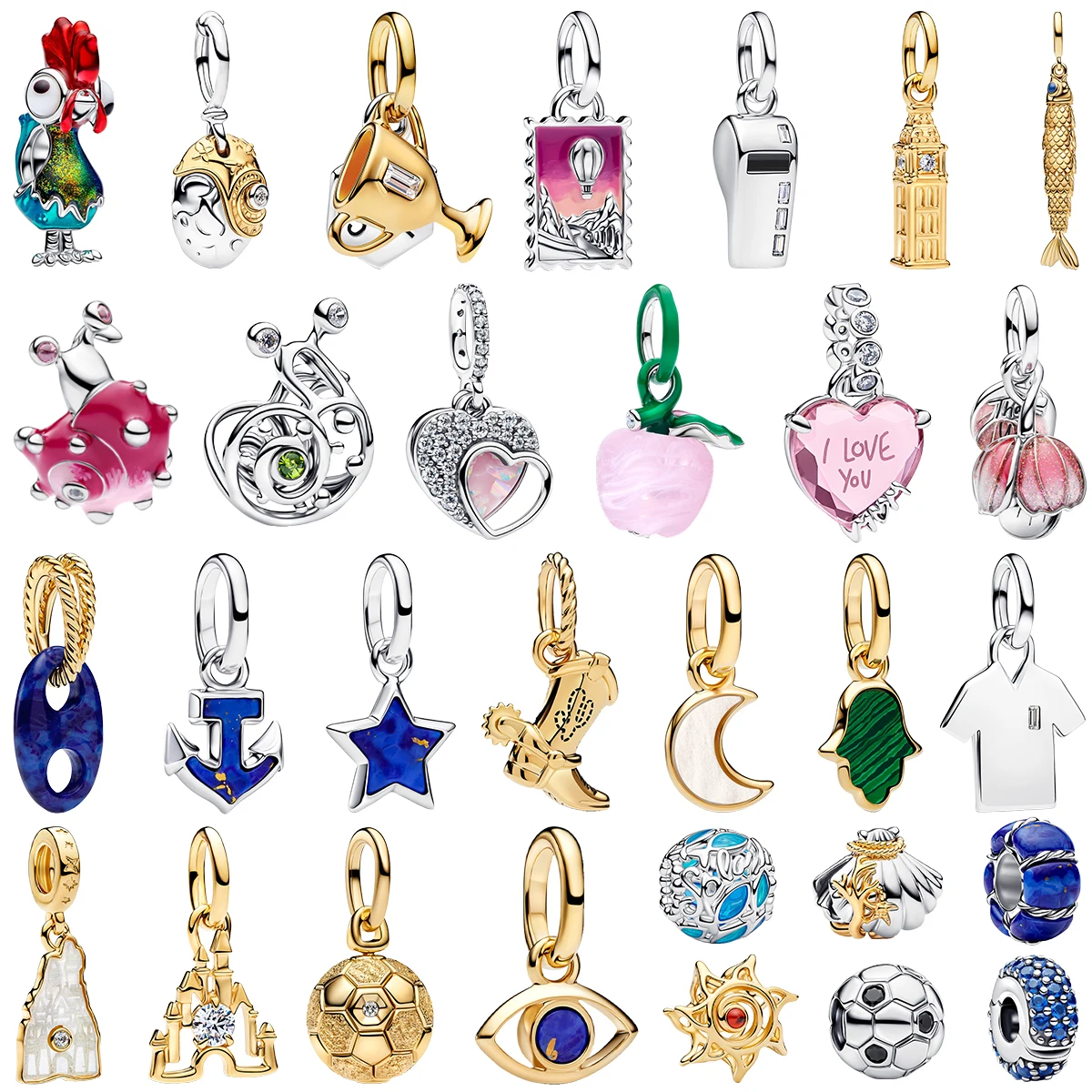 New 925 Silver Charm Plate Bead Keychain Cowboy Whistle Roos