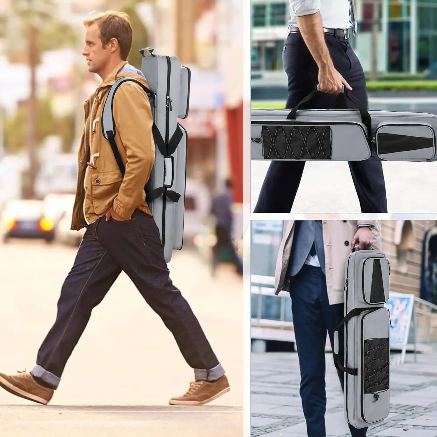 

Custom Large Capacity 4x5 Pool Cue Case Billiard Stick Carrying Case Holds 5 Shafts Soft Pool Stick Bag for Men