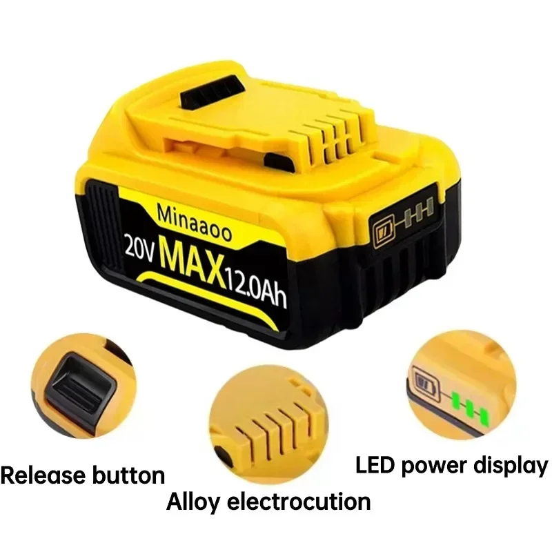 

20V Rechargeable Power Tool Battery 12Ah For DeWalt, DCB205 DCB201 DCB203 Battery Compatible, 20V 6.0Ah Li-ion Replacement