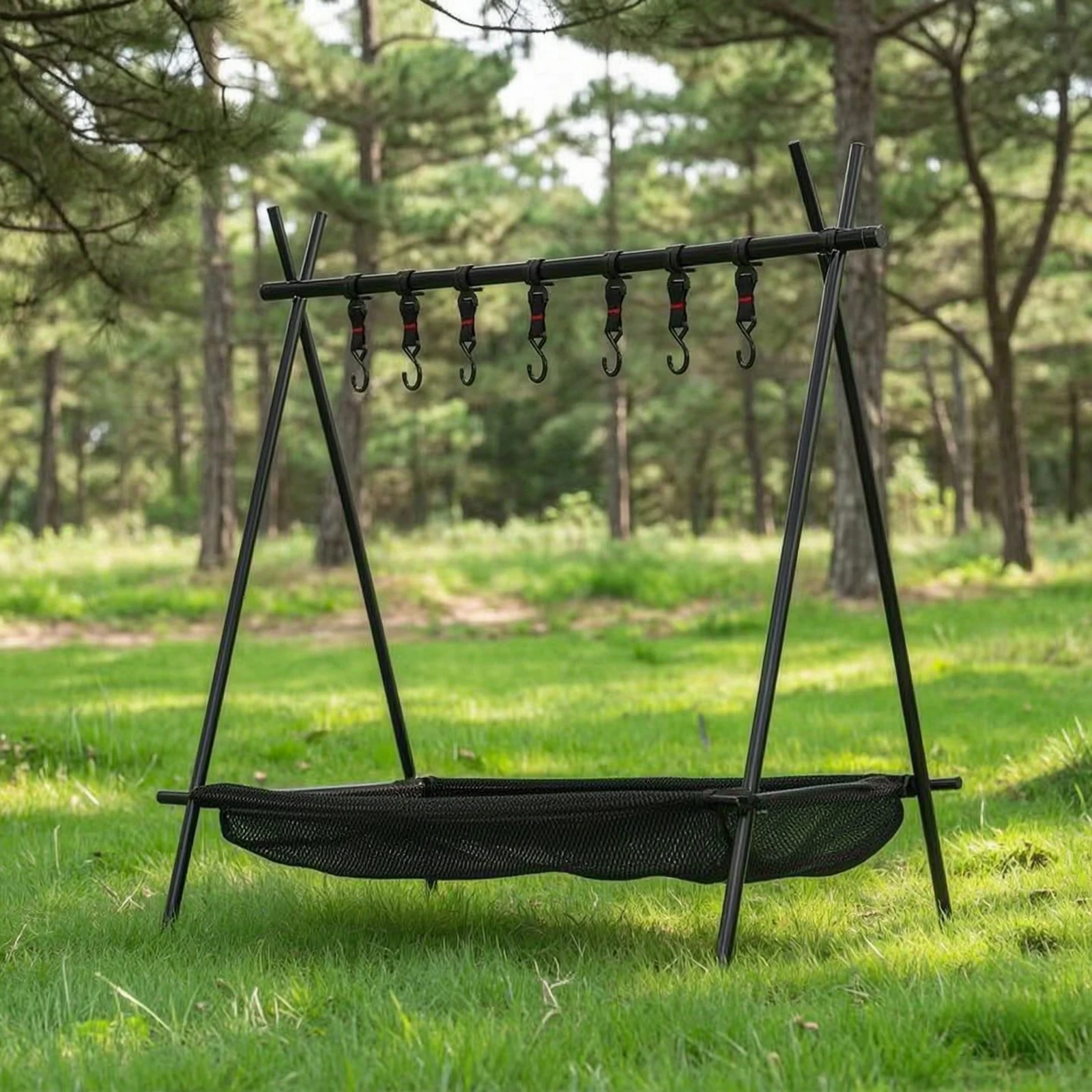 Camping Hanging Rack Foldable Outdoor Hanging Rack Camping Organizer Portable Lightweight for Campers, Picnics