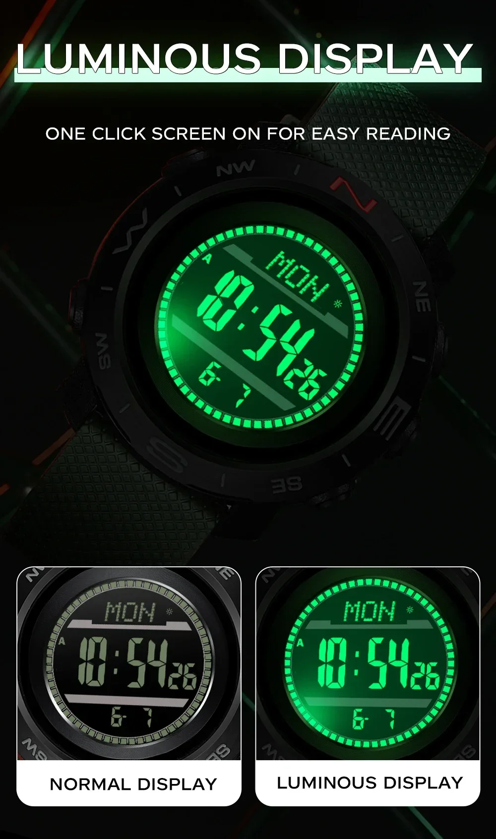 SANDA SD5106 Роскошные цифровые часы Спортивные многофункциональные водонепроницаемые электронные часы с прогнозом погоды