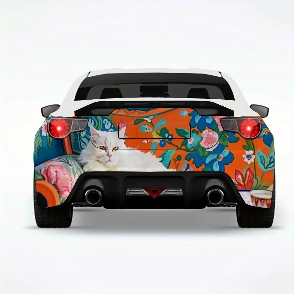 

Автомобильная наклейка «Кошачий чайный час», виниловая наклейка на заднюю часть автомобиля, водонепроницаемые самоклеящиеся виниловые наклейки для хвоста и бампера автомобиля, украшение