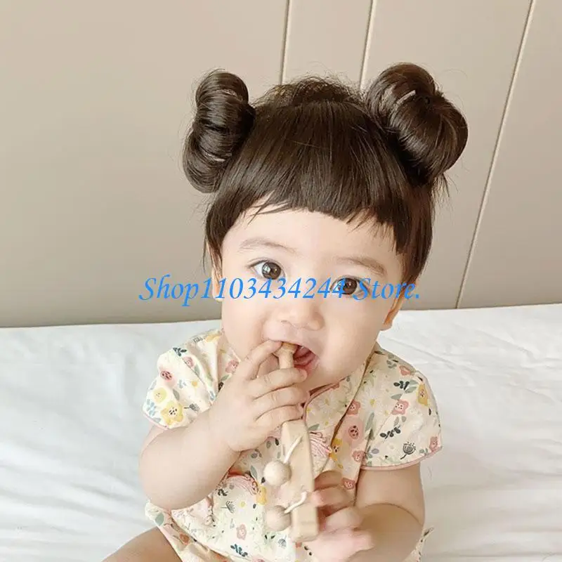 

G2TC Baby Bangs Headbands Fashionable Bun Hairpiece Black Headwear Girls Hair Ornaments for Infant Toddlers