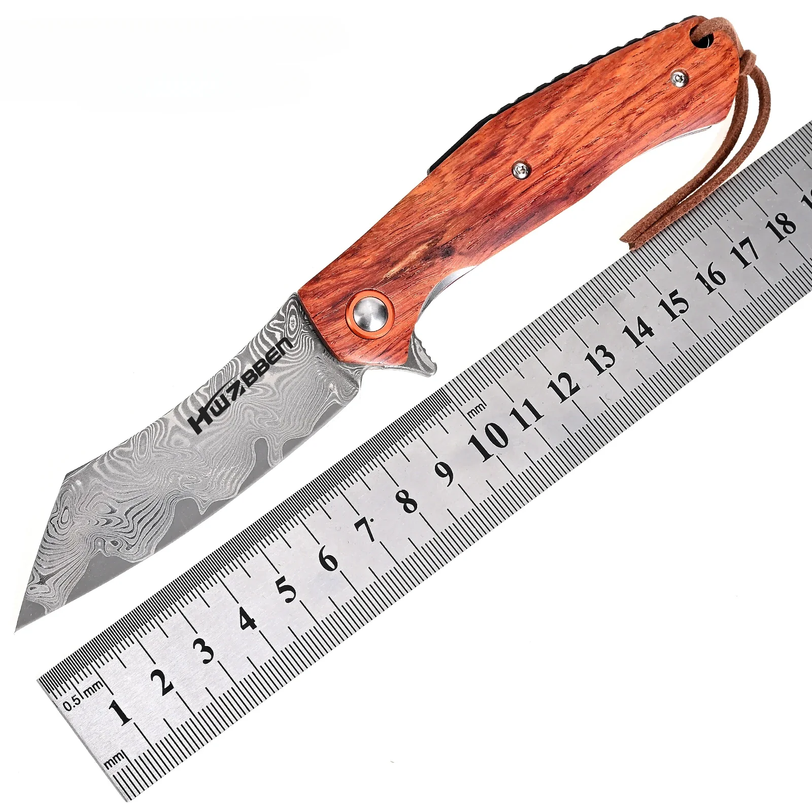 HWZBBEN J243 cuchillo plegable táctico de supervivencia Damasco mango de madera EDC cuchillo de bolsillo utilidad multiherramienta herramienta de mano autodefensa