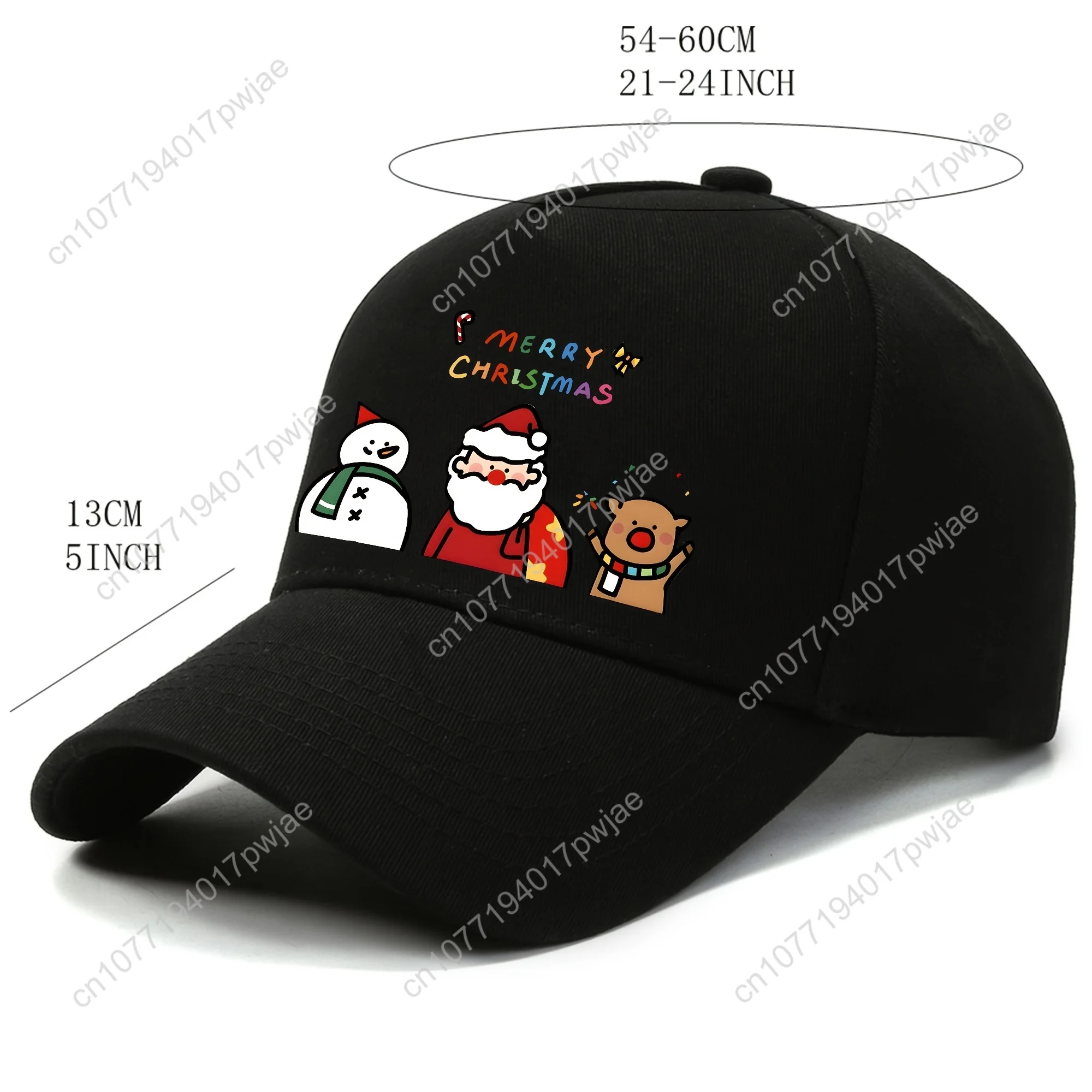 [Christmas Baseball Cap] 1pc Christmas Print Polyester Baseball Cap, Adjustable Street Style Sun Protection Hat for Men, Hand Wa