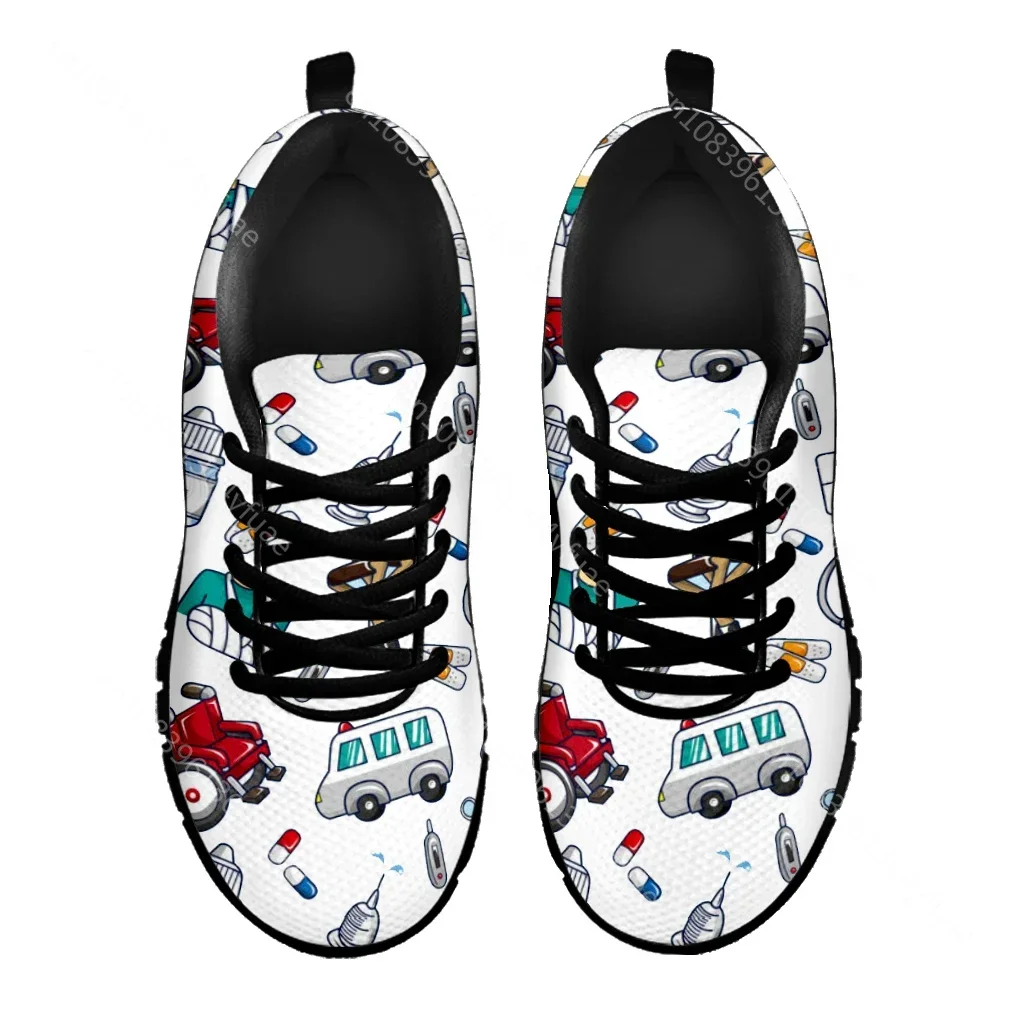 간호사 캐주얼 신발 흰색 구급차 의료 장비 운동화 응급 처치 인쇄 여름 통기성 메쉬 운동화