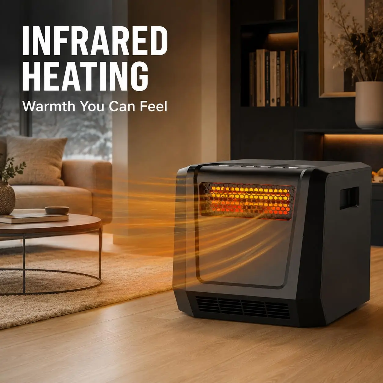 1500W Portable Infrared Cabinet Space Heater with Remote Control, Digital Thermostat, 5200 BTU Indoor Electric Room Heater for Bedroom Living Room Home Office