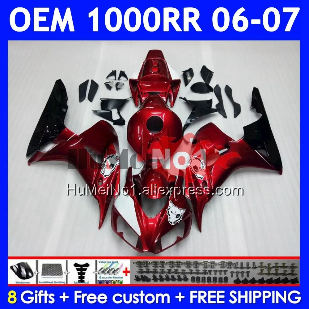 100% Fit Injection For HONDA CBR 1000 RR CC Wine red 1000RR 1000CC 60No.20 CBR1000 RR CBR1000RR 2006 2007 06 07 OEM Fairing