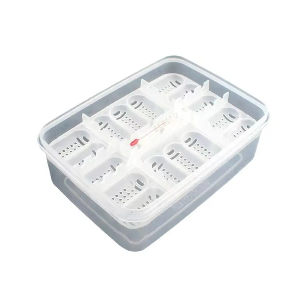 16 Grids Reptile Hatch Box Transparent with Thermometer Turtles Egg Incubator Tray Breathable Multifunctional