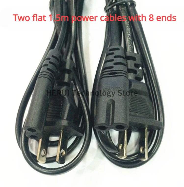 Two flat 2-hole power adapter cable 8-tailed power cord 8-character 2-hole flat plug 2 plug 1.5m.