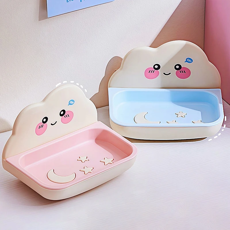 Porte-savon mignon pour le bain à la maison, boîte à savon créative en forme de nuages, drainage antidérapant, porte-savon mural, accessoires de salle de bains