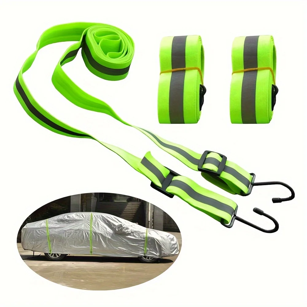 Car Cover Reinforcement Rope Elastic Adjustable Reflective Stripe Rope Used to Easily Fix the Protective Cover to Avoid Damage