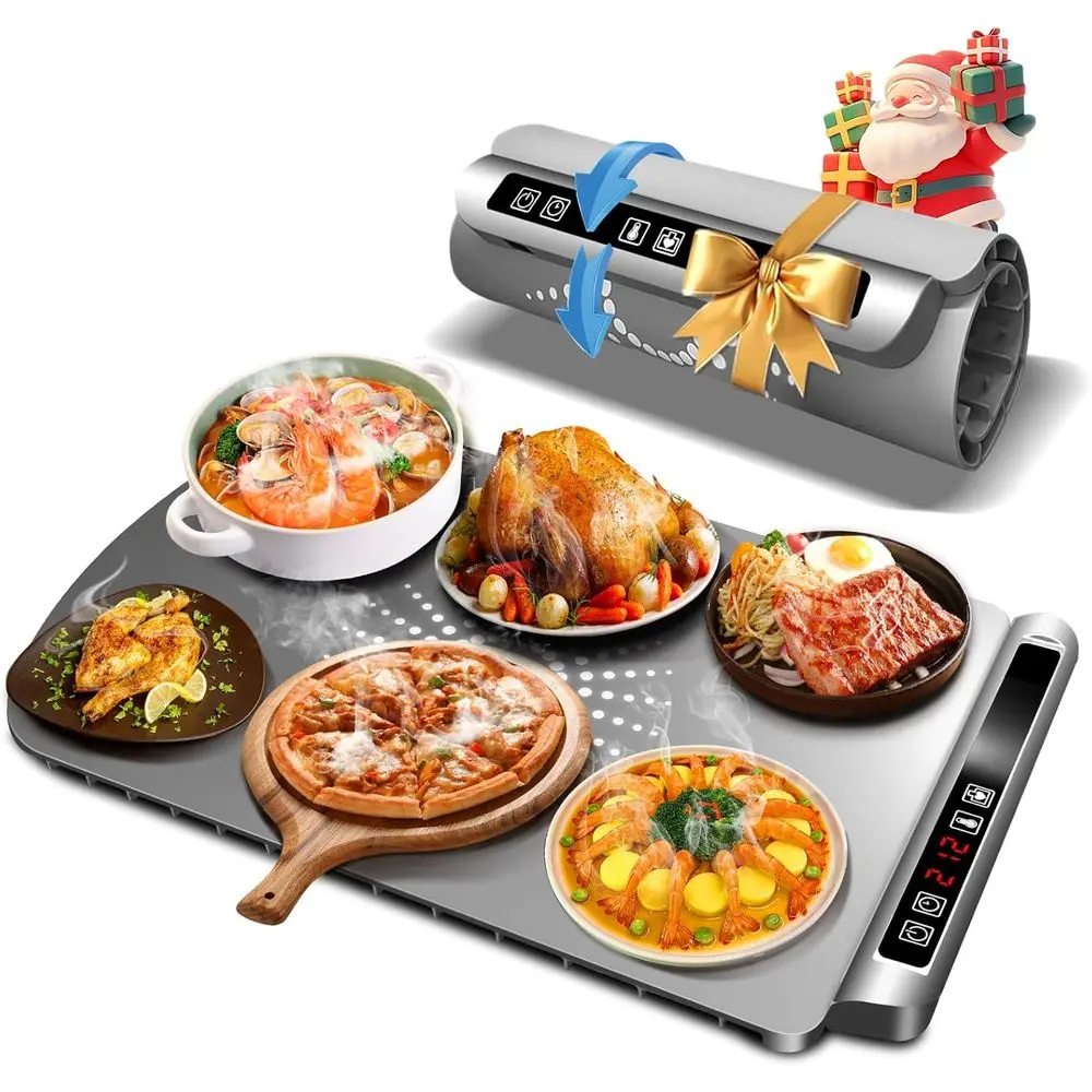 

Электрический подогреватель для еды с 5 уровнями регулировки температуры и таймером, портативный складной подогреватель для вечеринок, фуршетов, новоселья