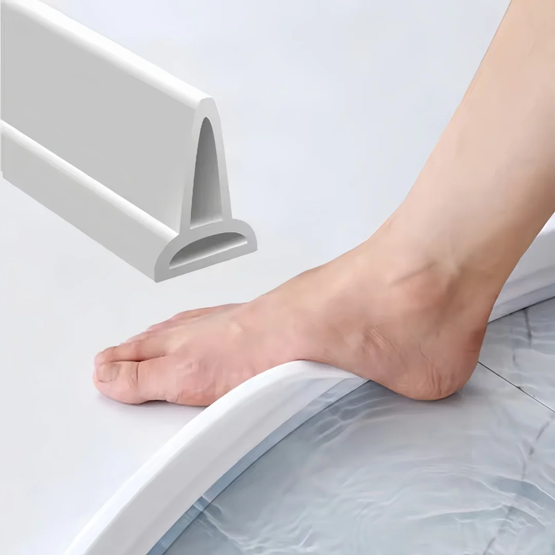 

1pc 2m/78.74in Bathroom Shower Water Stopper Dam Barrier Seal Strip PVC Self-adhesive Practical Accessories