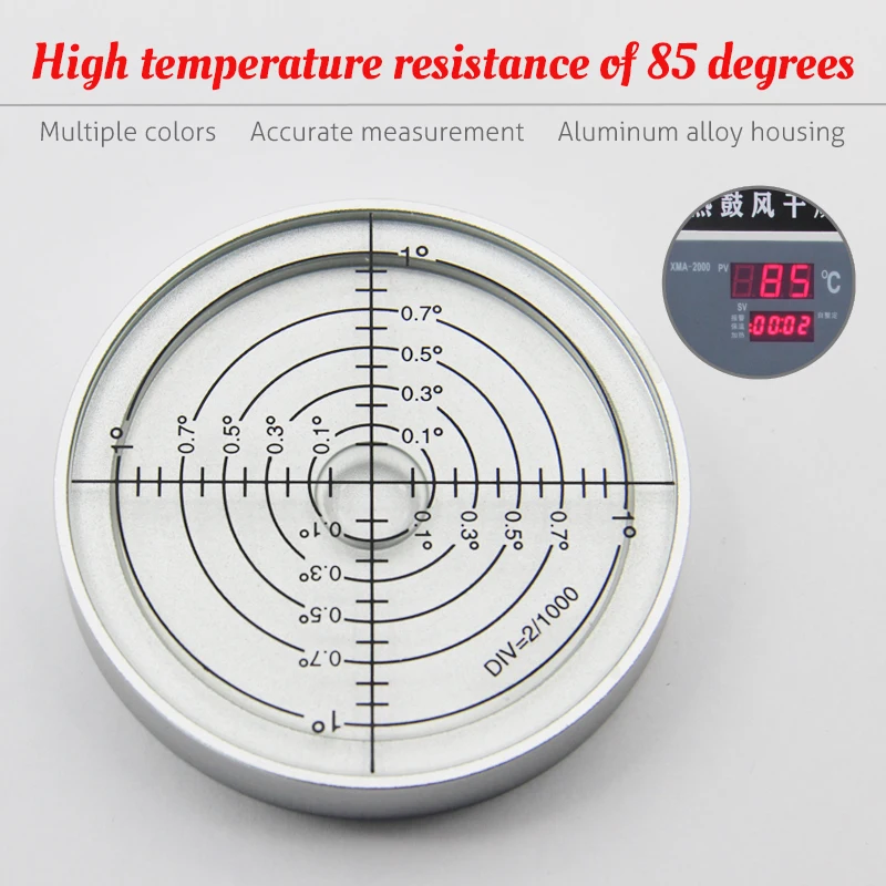 High temperature resistant 85 degree  universal level 6010 high-precision 6-point aluminum portable circular level bubbl