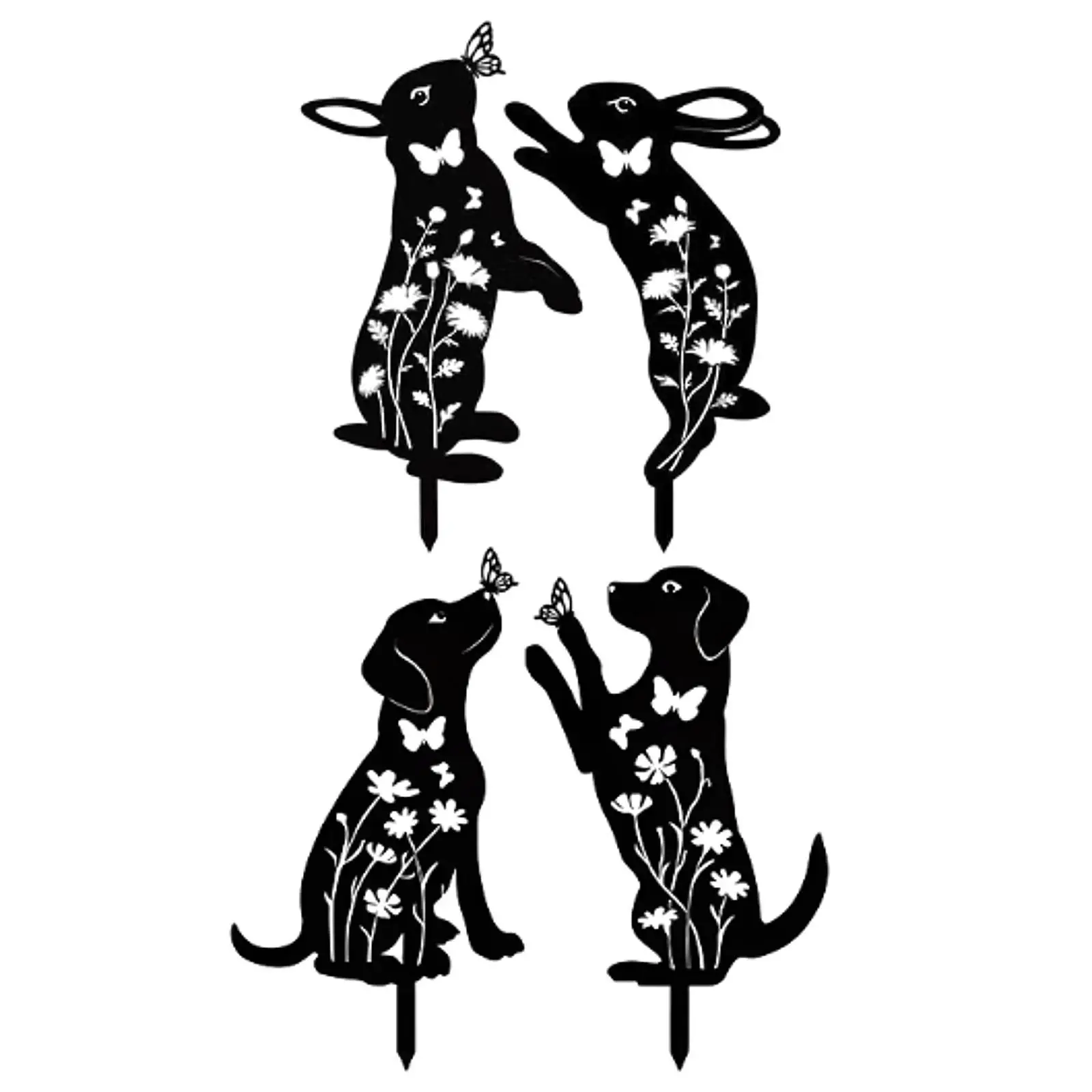 

2x Decorative Iron Garden Stakes Decoration Outdoor Animal Decors Silhouette Yard Art for Park Fence Party Gardening Women Mom