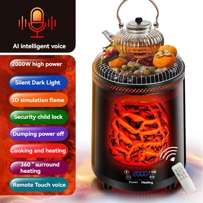 

Настольный обогреватель, энергосберегающая интеллектуальная многофункциональная закрытая плита для заваривания чая, вертикальная духовка с имитацией пламени