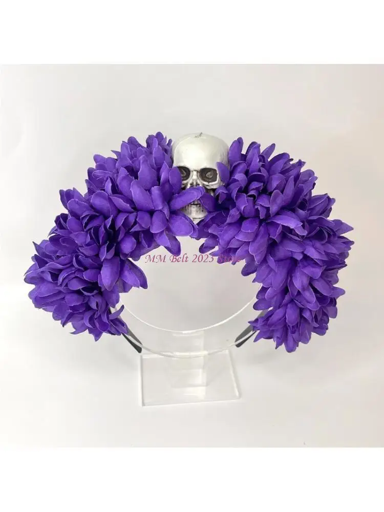 49ME Women Fashion Hair Accessory Spiders Flower Hairband for Halloween Occasion Theme Parties Holiday Celebration Props