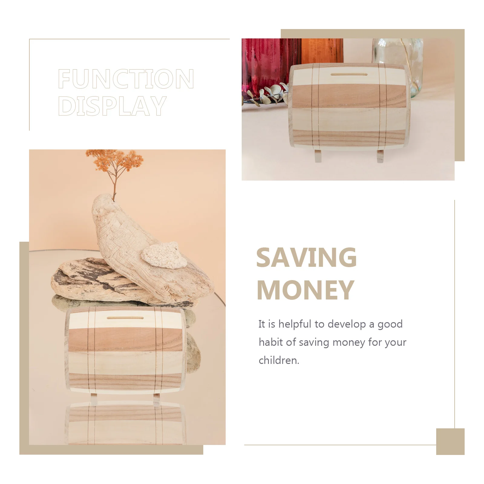 

Solid Wood Piggy Bank Safe Creative Kids Toys Money Jar Treasure Chest Coin Storage Box Saving Pot Ornament Home Decor
