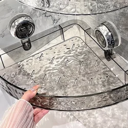 No-Drill Clear Wall Caddy, Light Luxury Style Glacier Pattern Suction Cup Shelf, Drill-Free, Removable, Multifunctional Triangle