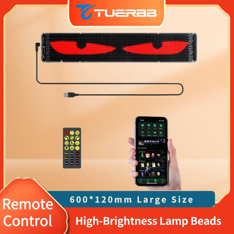 

TUERBB K12 Гибкий светодиодный экран для автомобиля — Bluetooth, приложение и пульт дистанционного управления, водонепроницаемость IP65, универсальный автомобильный пиксельный панельный дисплей