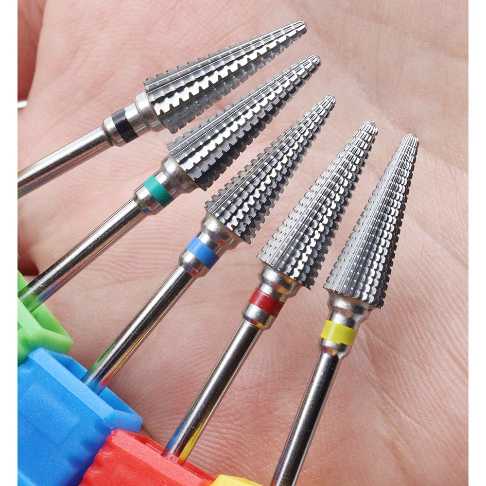 1 Stück 5-in-1-Hartmetall-Nagelbohrer aus professionellem Wolframstahl mit Farbverlaufszähnen für Vorbehandlung und Entfernung – Detail 3