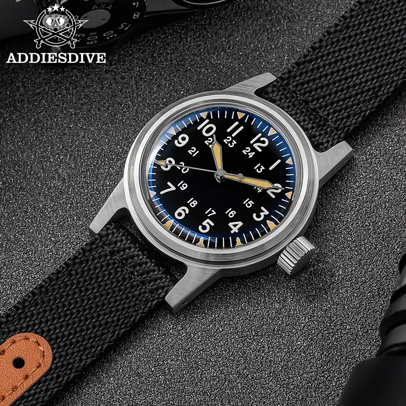 Addiesdive relógio masculino 36mm k1 vidro mineral nh35 relógios automáticos para homem à prova dwaterproof água 20bar bgw9 relógio esportivo luminoso ad2088