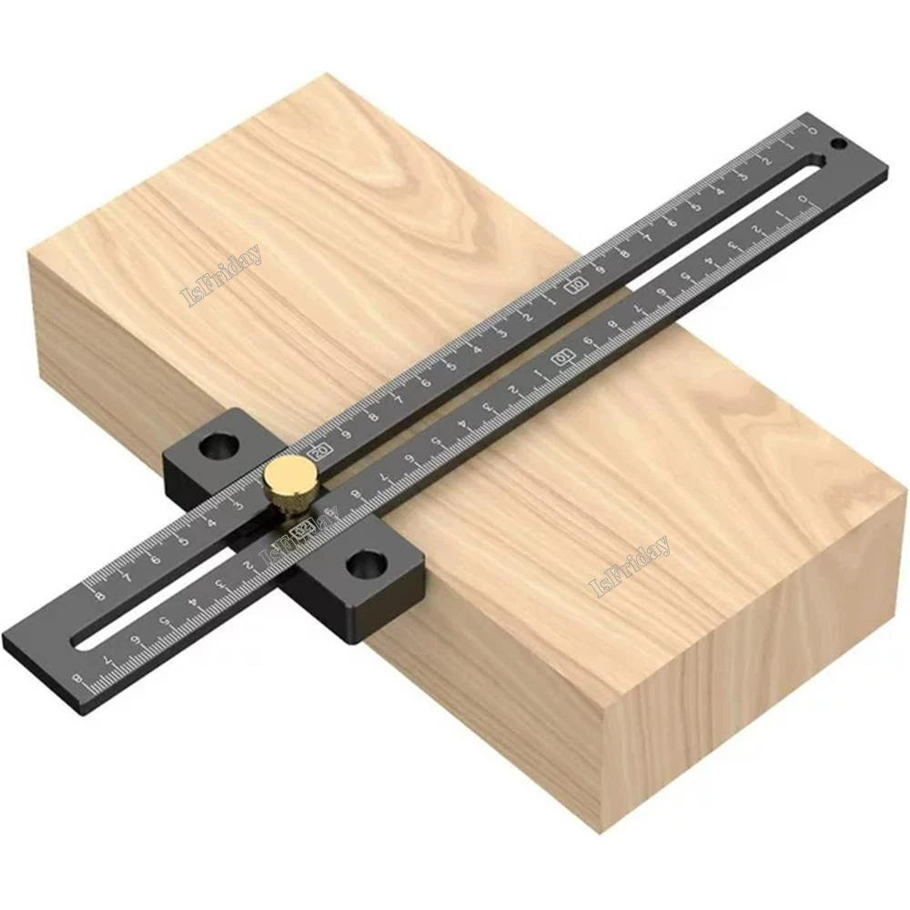 Aluminum Alloy T-Shaped Ruler 180mm/280mm Adjustable Woodworking Marking Ruler Multifunctional Carpenter Scriber