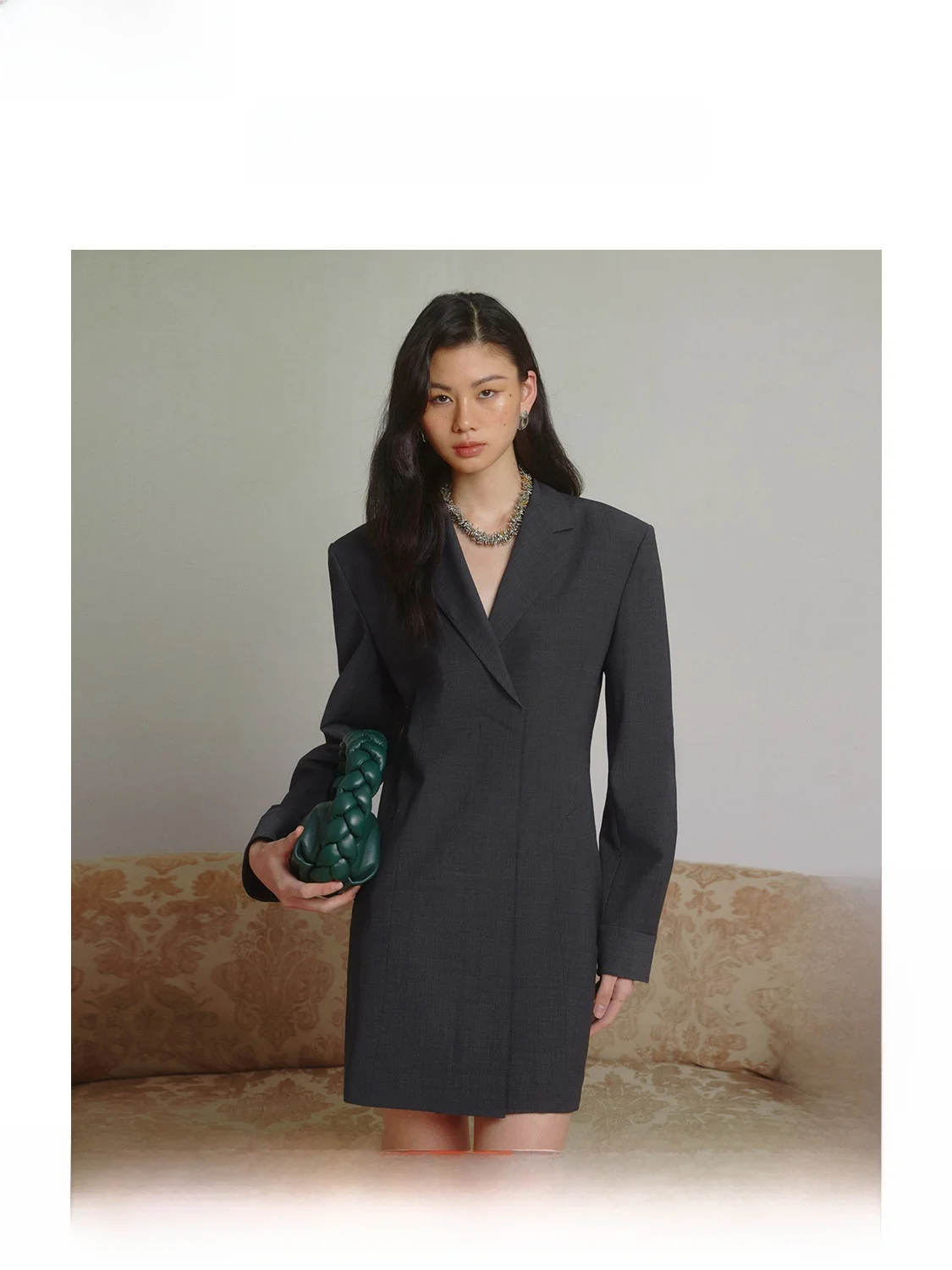 

Ele Suit Dr Women's Straight Silhouette Little-known Design Spring New Arrival Commute Sle Long Sve Zipper Polyes...