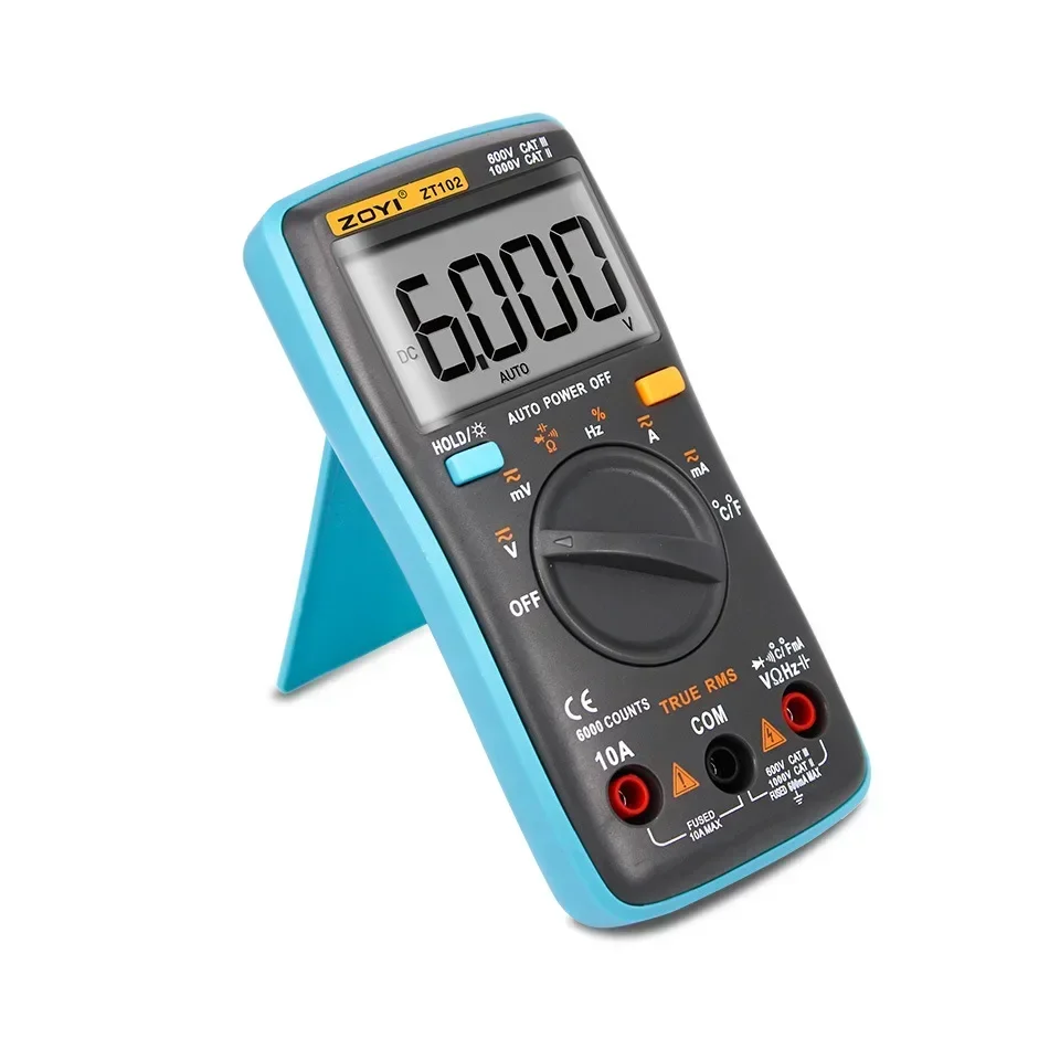 ZOYI ZT102 Ture RMS Digital Multimeter AC/DC Voltage Current Temperature Ohm Frequency Diode Resistance Capacitance Tester