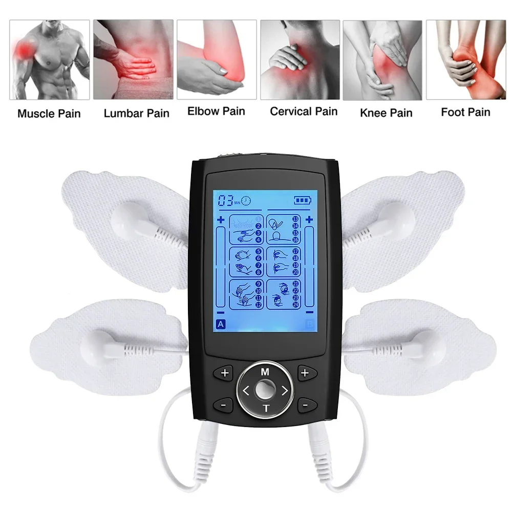 TENS EMS Muscle Stimulator 24 Modes LCD Display Electric Pulse Massager Mild Vibration Portable Neck Back Full Body Care Tool