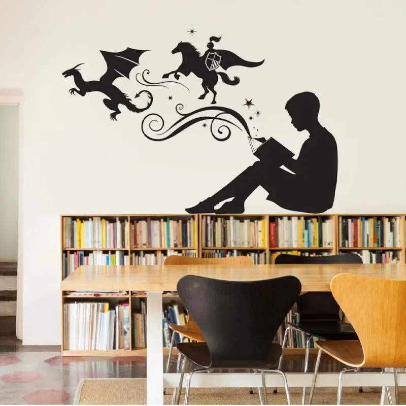 

Boy Reading Magic Book Wall Decal Vinyl Art Stickers for Homes, Kids Rooms, Schools, Classrooms, Libraries, Bedrooms Decor AC41