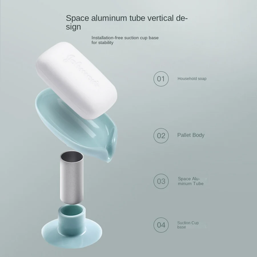 Soap Box Soap Storage Rack Home Punch-Free Suction Cup Leaf Drain Creative Soap Rack Does Not Accumulate Water Storage image 4