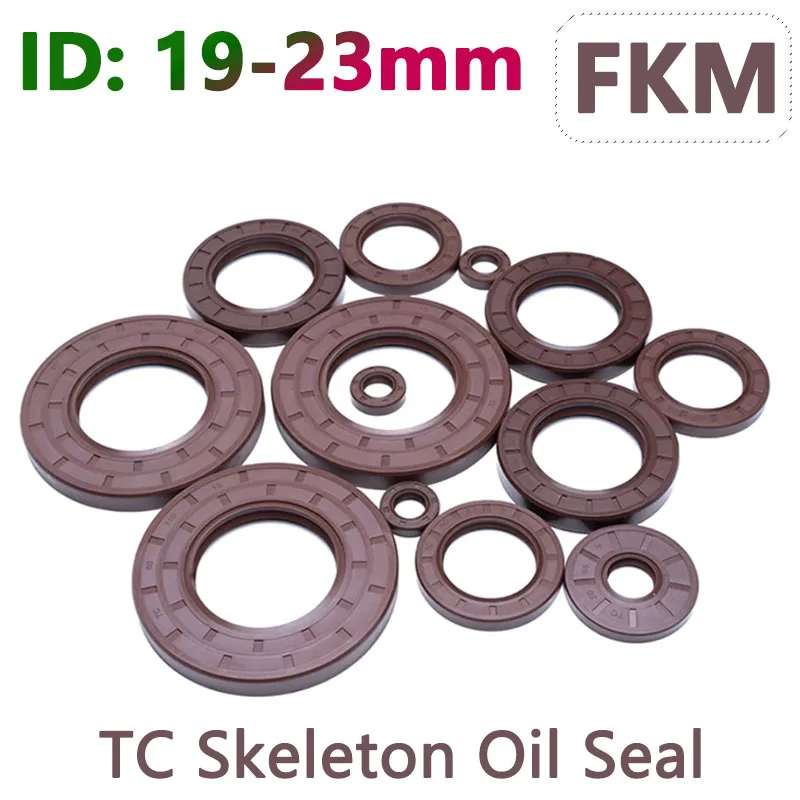 ID 19 20 21 22 23mm FKM Fluorine Rubber TC Skeleton Oil Seal High Temperature Washer Gasket Acid Resistance Abrasion OD 35-57mm