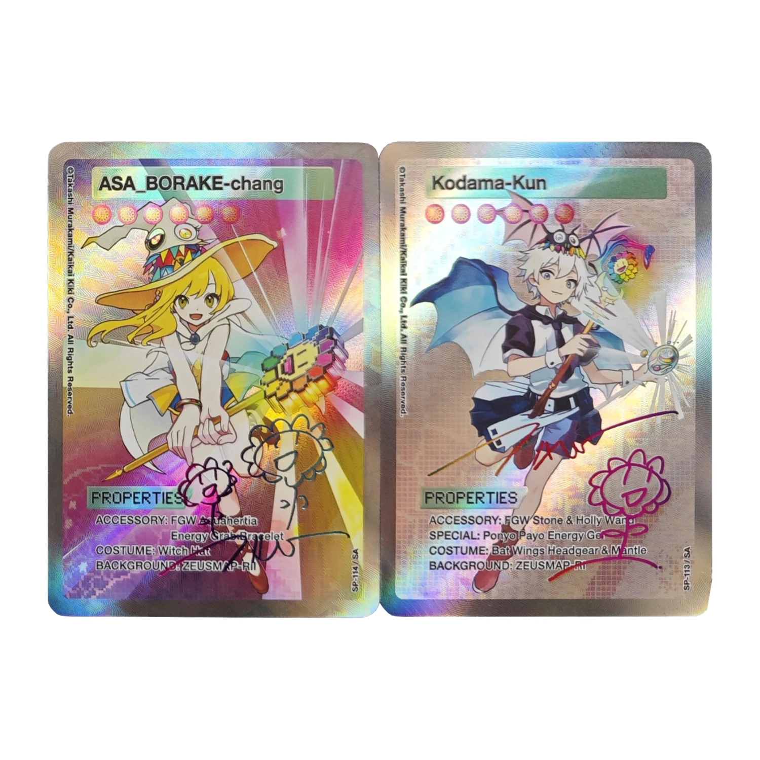 Diy 2Pcs/set Murakami Takashi Anime Hot Stamped Signature Flash Card Classic Game Anime Collection Cards Gift Toys