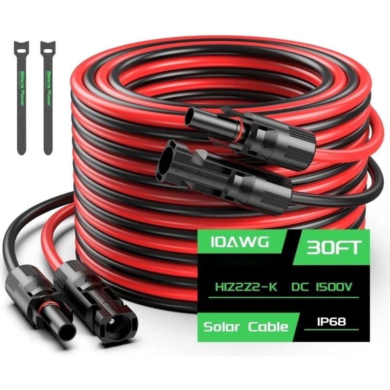 

Удлинительный кабель для солнечной панели 30 футов 10AWG с разъемами MC4 водонепроницаемыми для фотоэлектрической системы RV